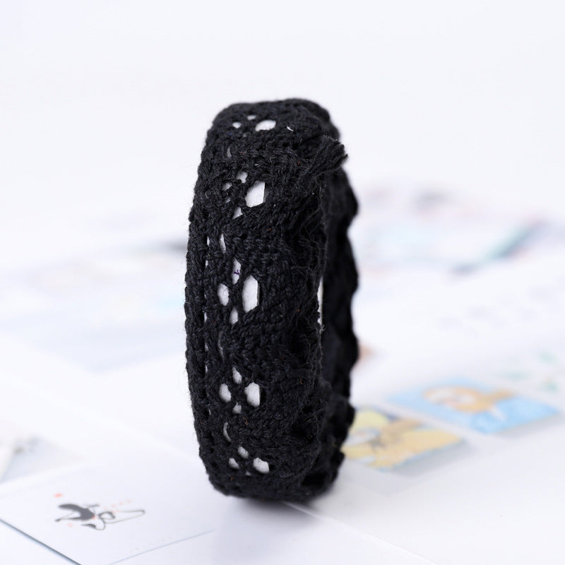 MajorCrafts 16mm 1.8metres Black Self-Adhesive Fabric Crochet Lace Washi Tape