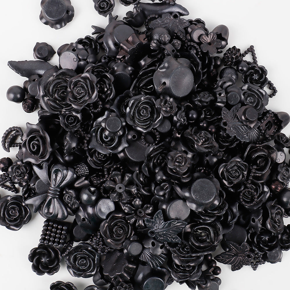 MajorCrafts 50g Black Mixed Shapes Resin Pearl Embellishments
