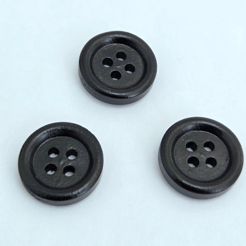 MajorCrafts 44pcs 15mm Black Round 4 Holes Wood Sewing Buttons