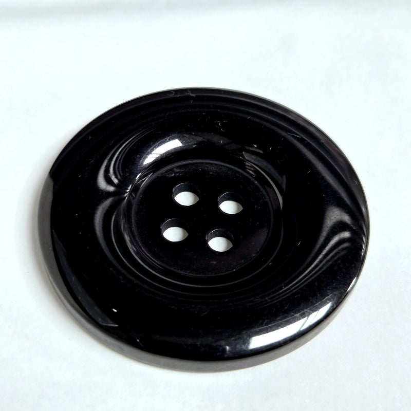 MajorCrafts 4pcs 44mm Black 4 Holes Round Large Resin Sewing Buttons (wide edge)