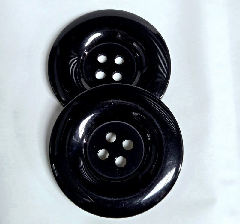 MajorCrafts 4pcs 50mm Black 4 Holes Round Large Resin Sewing Buttons (wide edge)