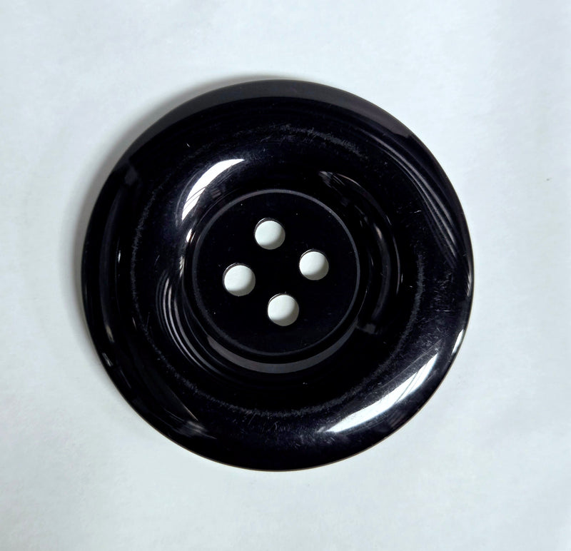 MajorCrafts 4pcs 44mm Black 4 Holes Round Large Resin Sewing Buttons (wide edge)