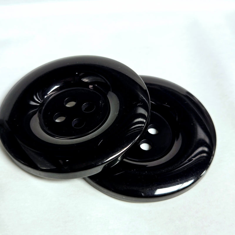 MajorCrafts 4pcs 44mm Black 4 Holes Round Large Resin Sewing Buttons (wide edge)