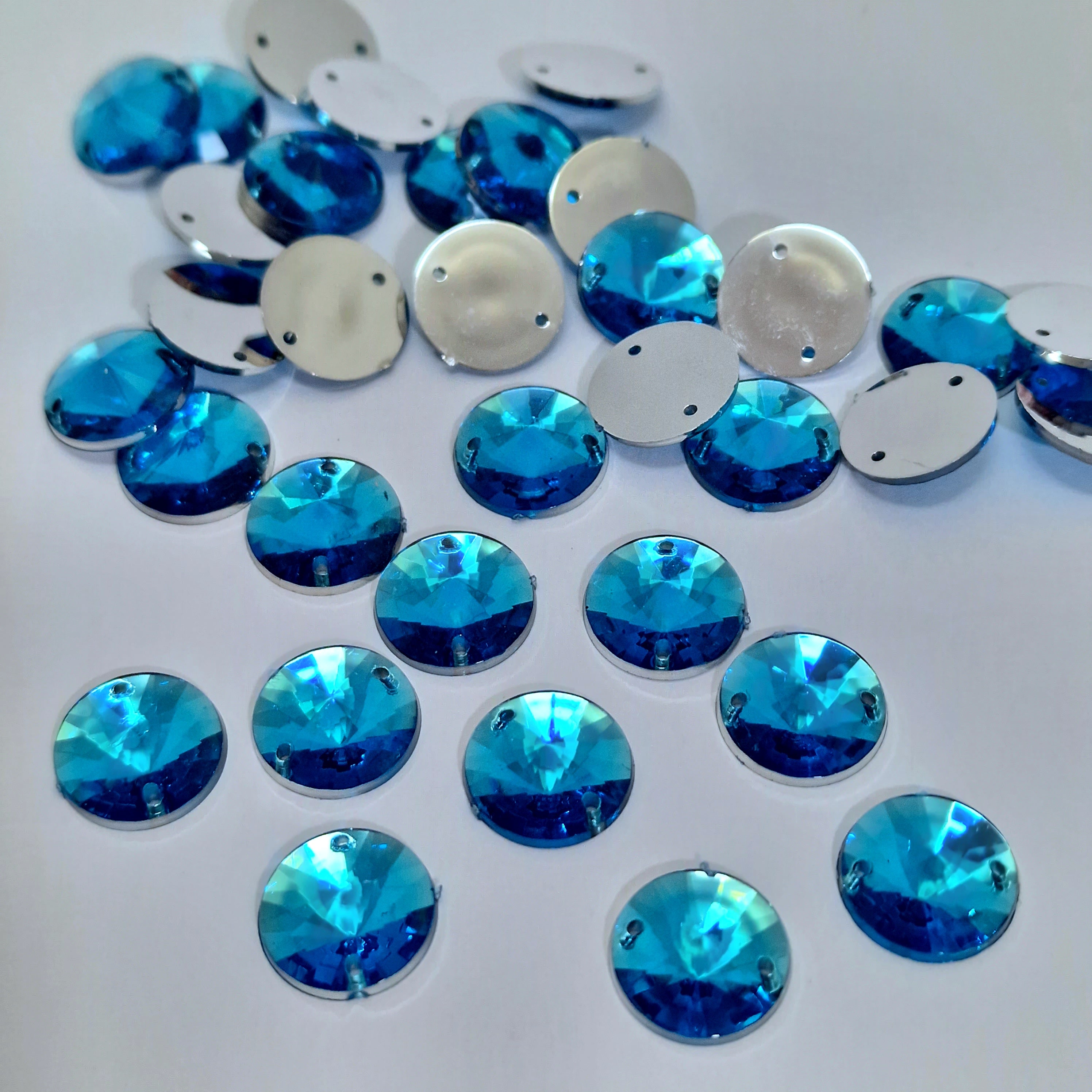 MajorCrafts 80pcs 12mm Royal Blue Round Acrylic Pointed Sewing Rhinestones