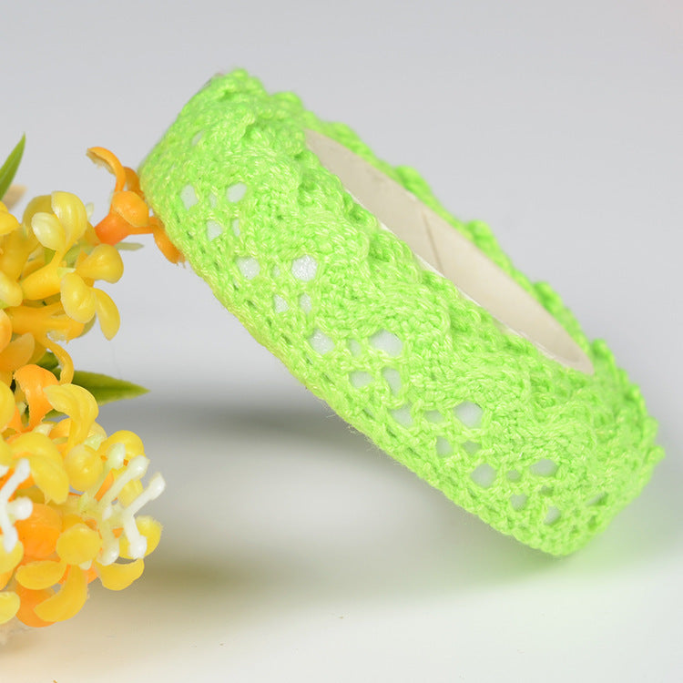 MajorCrafts 16mm 1.8metres Bright Green Self-Adhesive Fabric Crochet Lace Washi Tape