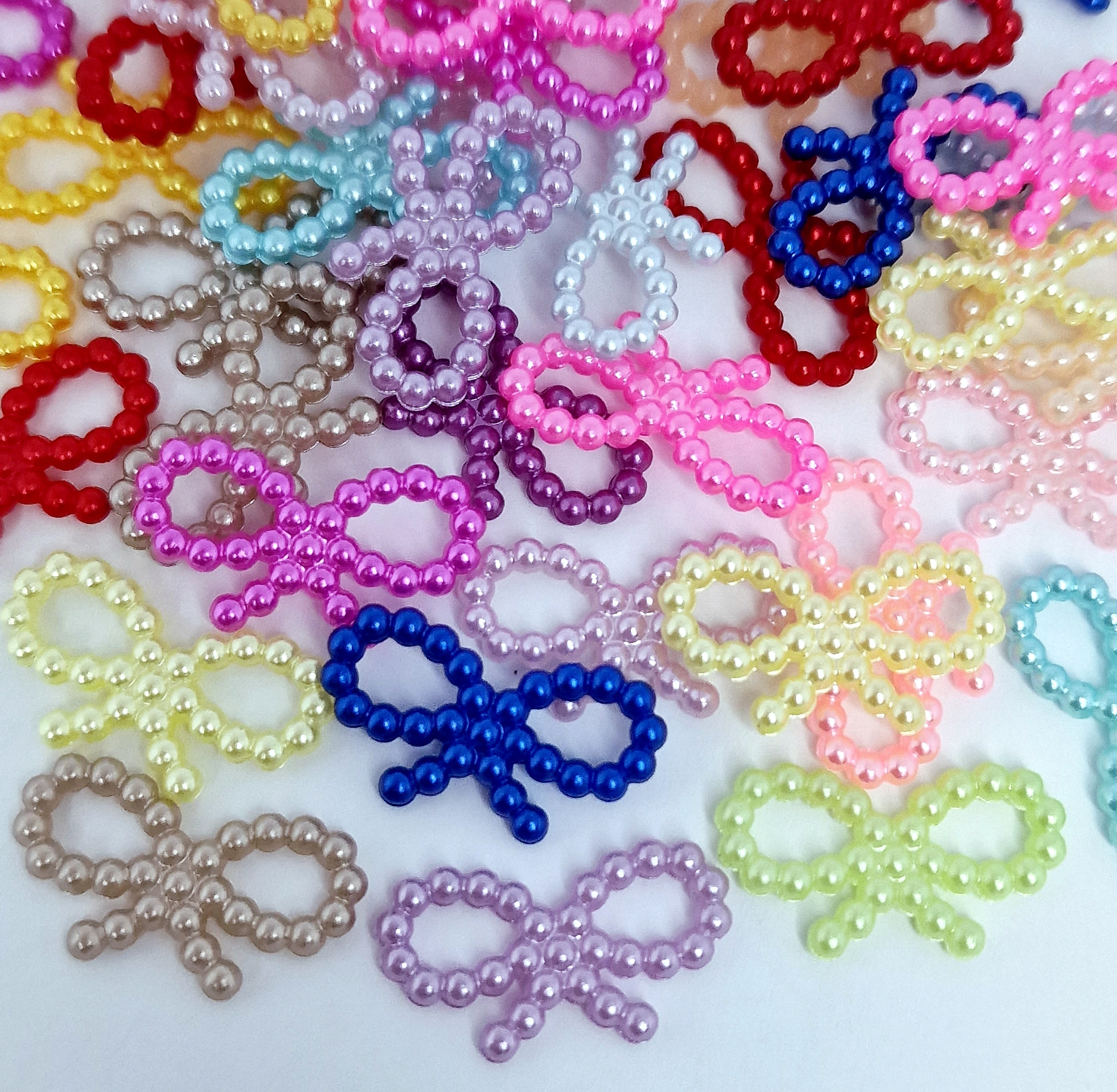 MajorCrafts 150pcs 18mm x 10mm Mixed Colours Hollow Bowknot Butterfly Resin Pearls