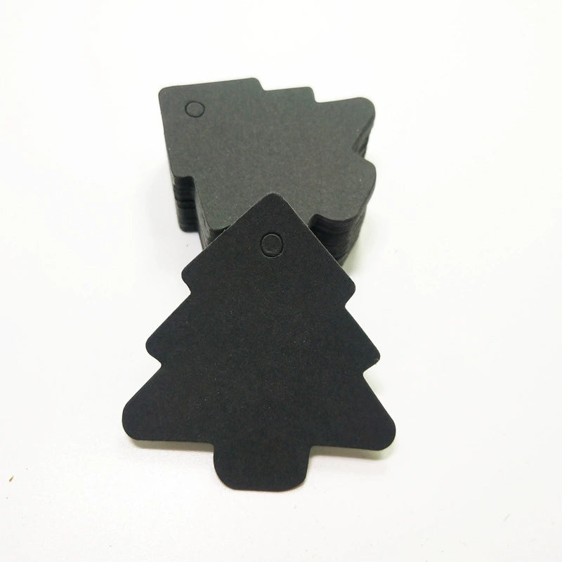 MajorCrafts 50pcs 5.5x5.5cm Black Christmas Tree Shaped Blank Gift Tags
