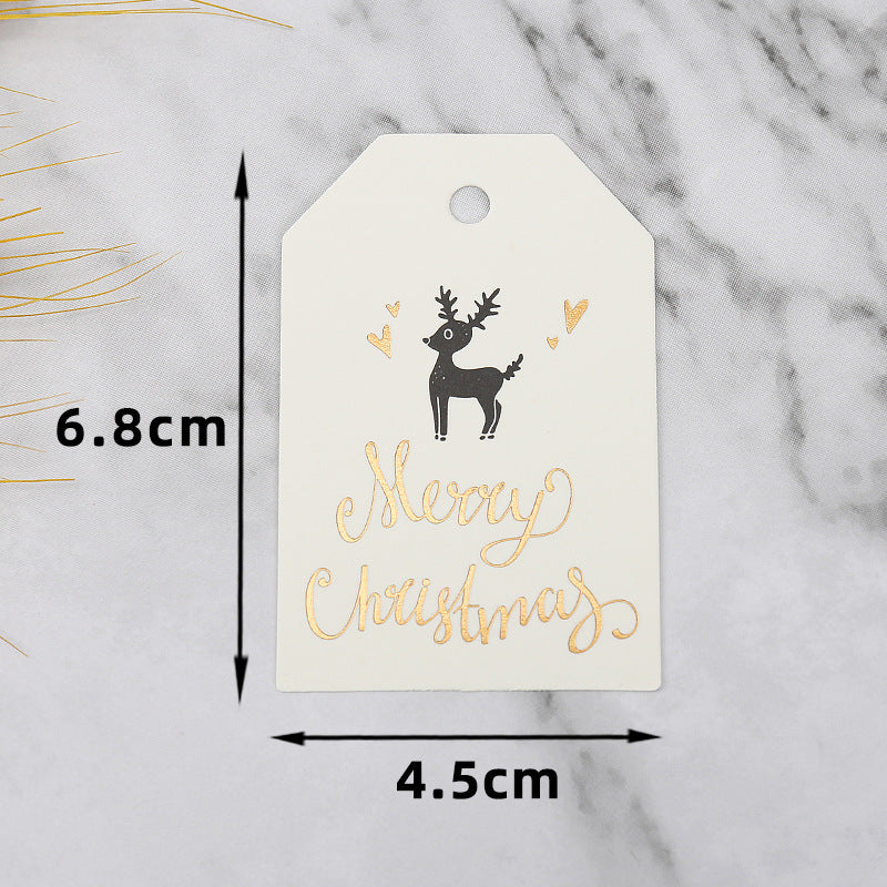 MajorCrafts 50pcs 6.8x4.5cm Cream and Gold Merry Christmas Print Gift Tags