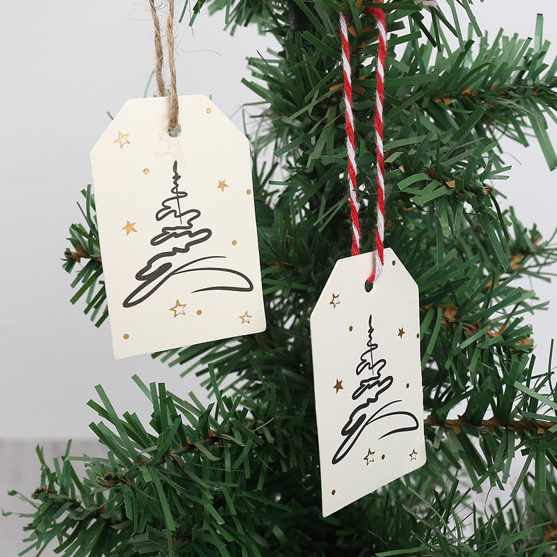 MajorCrafts 50pcs 6.8x4.5cm Cream Christmas Tree  Print Gift Tags