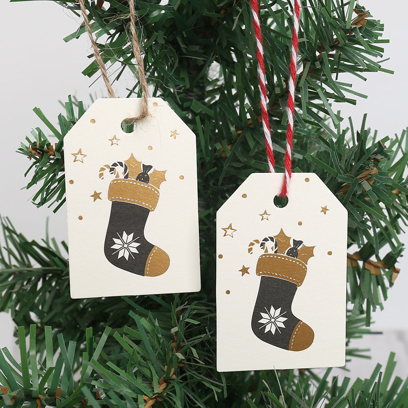 MajorCrafts 50pcs 6.8x4.5cm Cream and Gold Christmas Boot Elegant Gift Tags C11