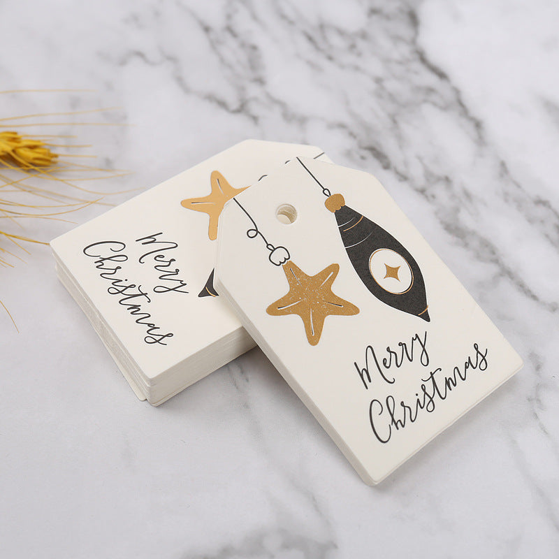 MajorCrafts 50pcs 6.8x4.5cm Cream and Gold Christmas Theme Elegant Gift Tags C12