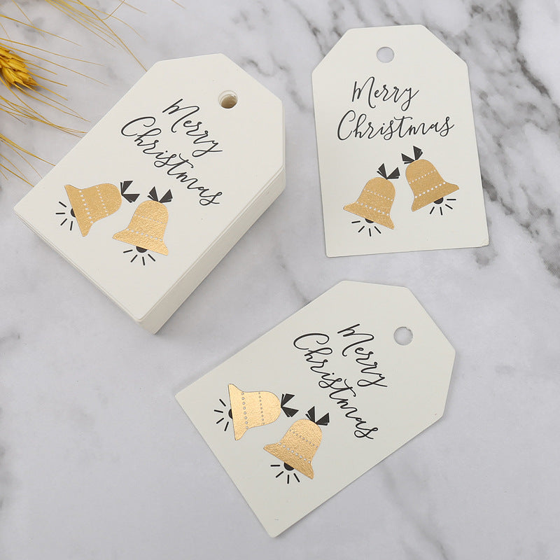 MajorCrafts 50pcs 6.8x4.5cm Cream and Gold Christmas Bells Elegant Gift Tags C13