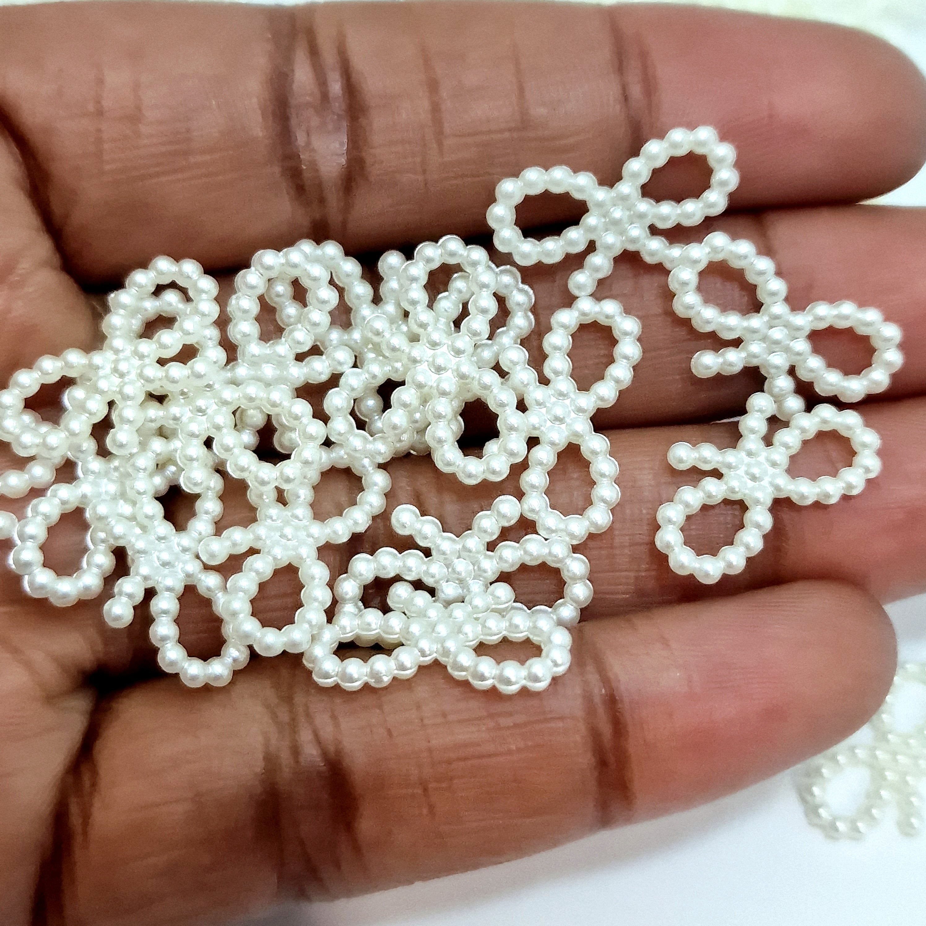 MajorCrafts 150pcs 18mm x 10mm Cream Ivory Hollow Bowknot Butterfly Resin Pearls