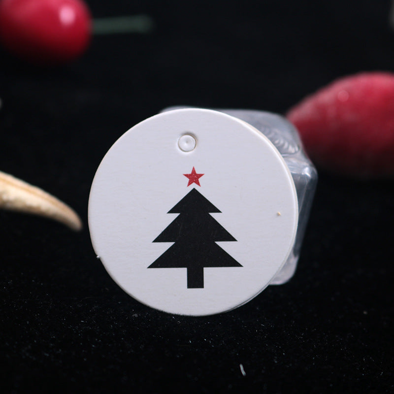 MajorCrafts 100pcs White & Black 3.5cm Christmas Tree Print Round Gift Tags
