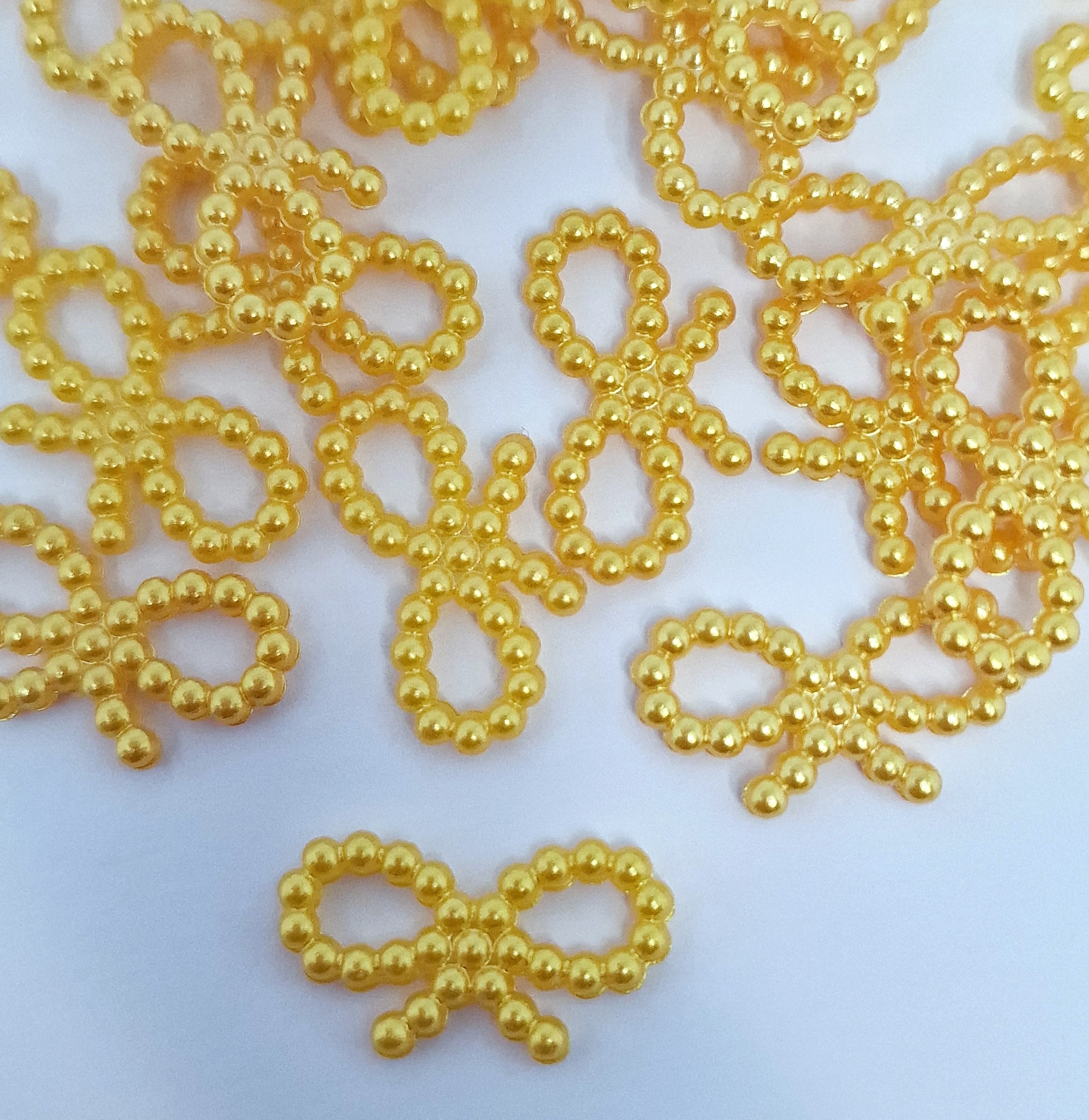 MajorCrafts 150pcs 18mm x 10mm Orange Gold Hollow Bowknot Butterfly Resin Pearls