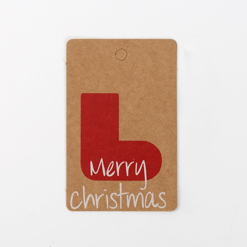 MajorCrafts 50pcs Brown & Red 7x4.5cm Merry Christmas Theme Gift Tags