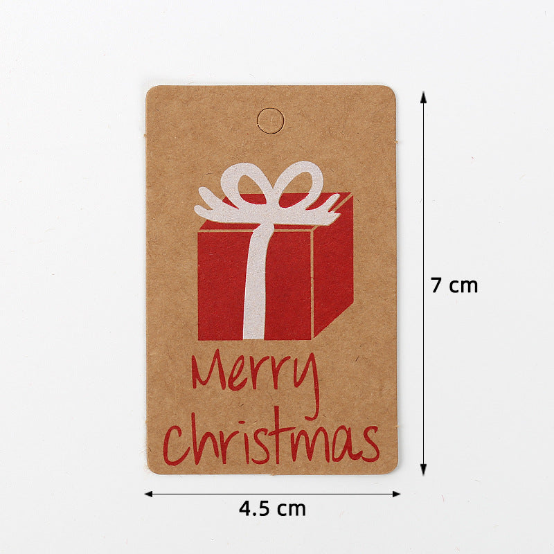 MajorCrafts 50pcs Kraft Brown & Red 7x4.5cm Merry Christmas Box Print Gift Tags