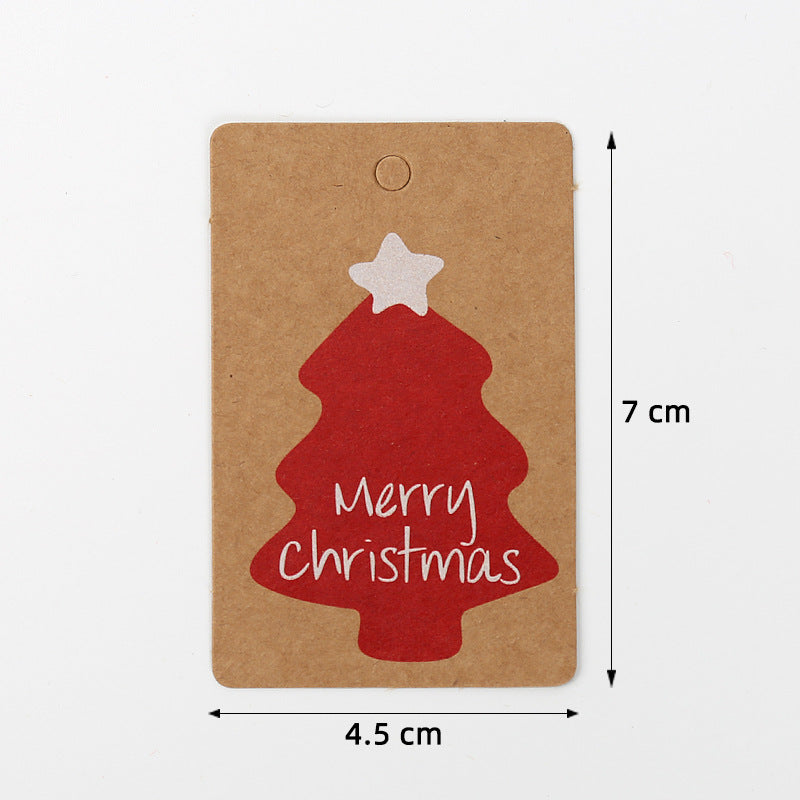 MajorCrafts 50pcs Kraft Brown & Red 7x4.5cm Merry Christmas Tree Print Gift Tags