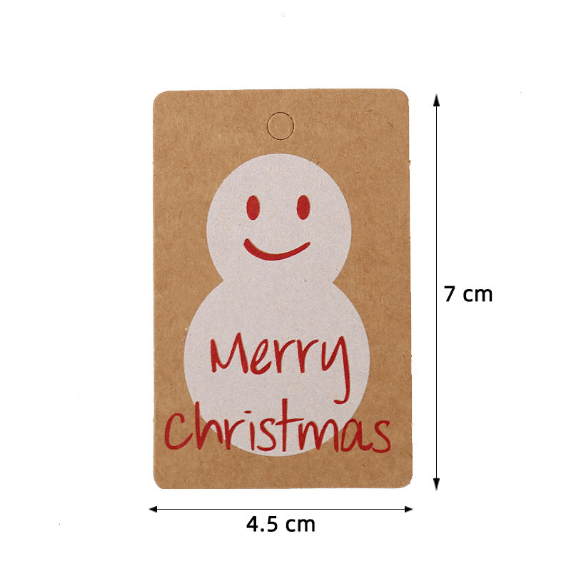 MajorCrafts 50pcs Kraft Brown & Red 7x4.5cm Merry Christmas Snowman Print Gift Tags