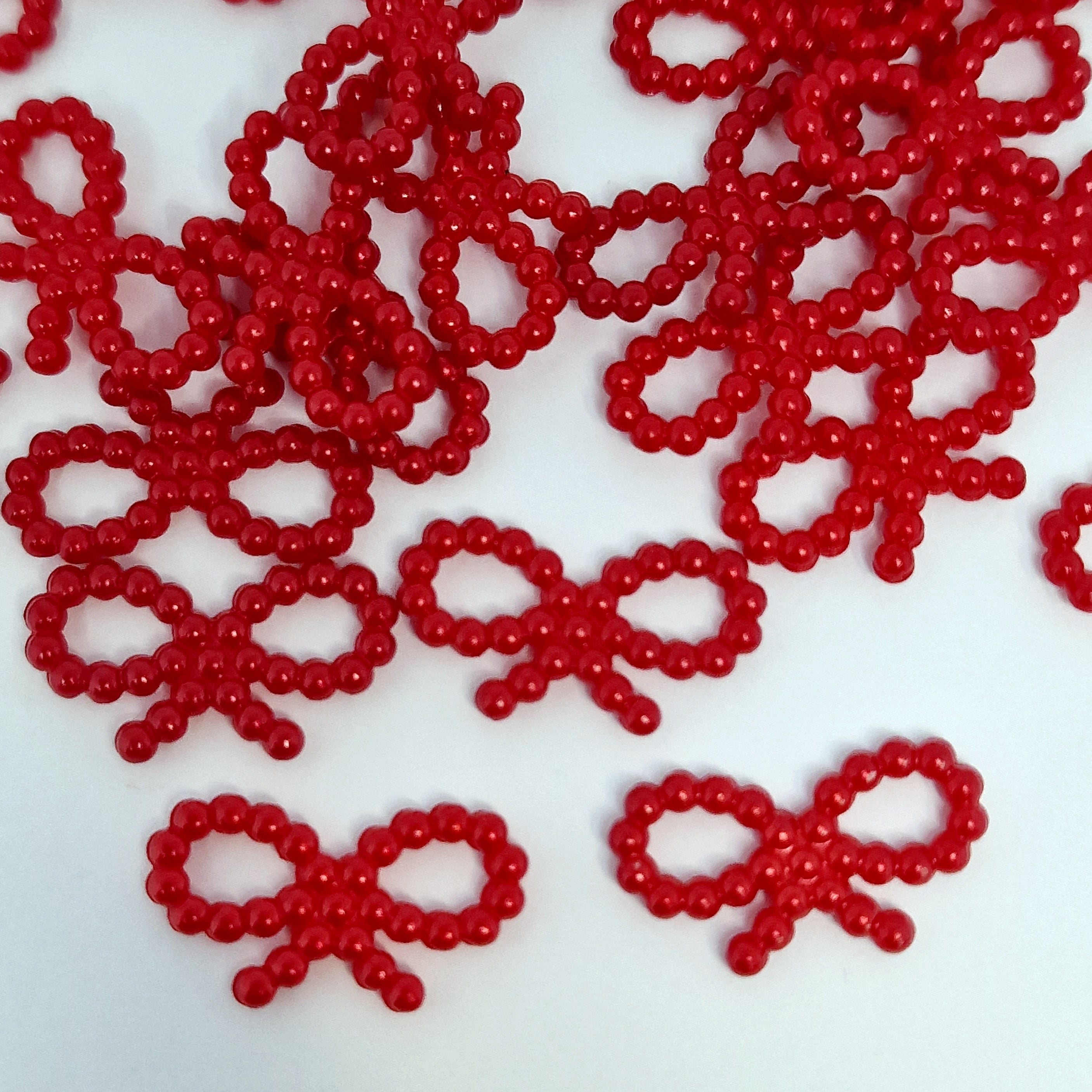 MajorCrafts 150pcs 18mm x 10mm Red Hollow Bowknot Butterfly Resin Pearls