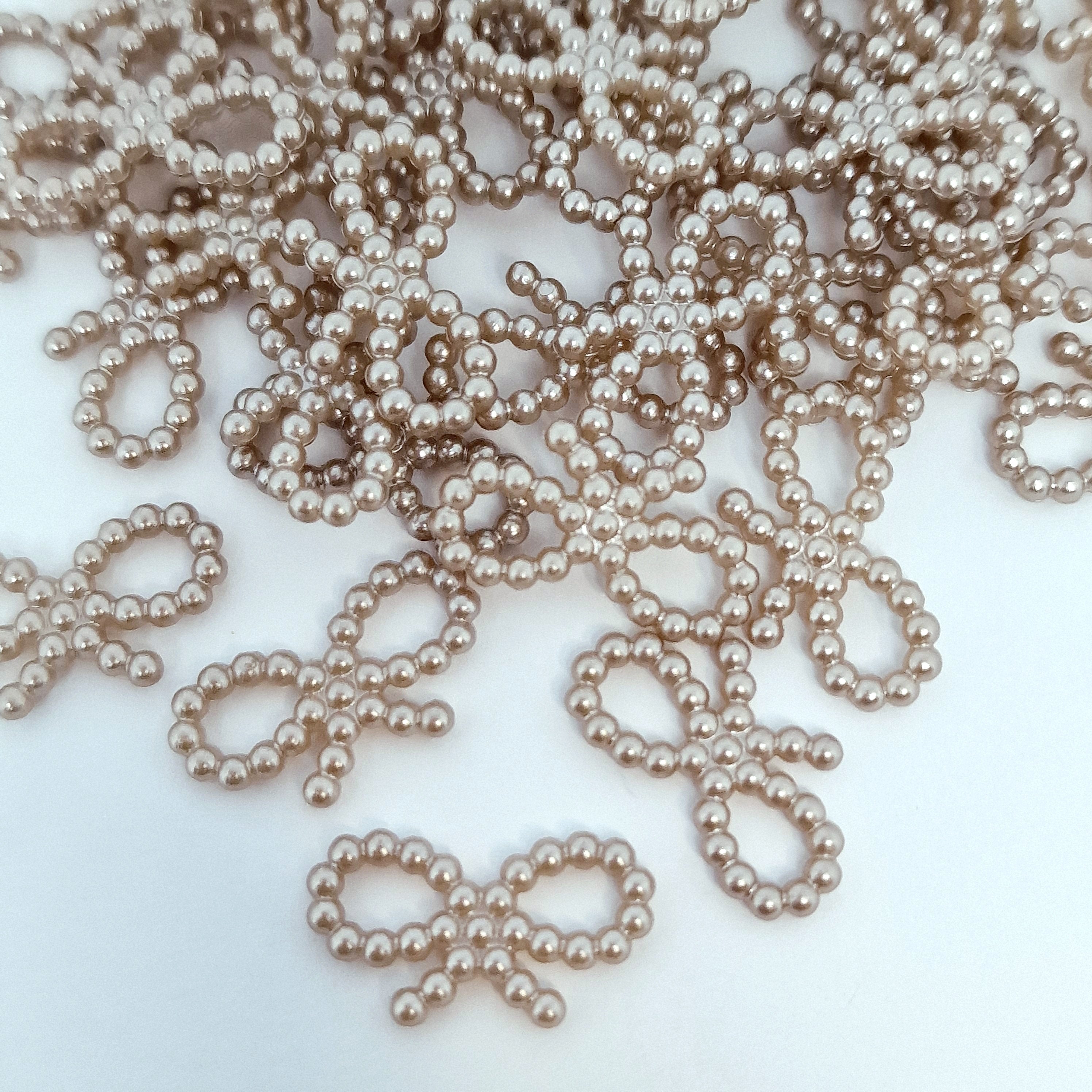 MajorCrafts 150pcs 18mm x 10mm Light Brown Hollow Bowknot Butterfly Resin Pearls