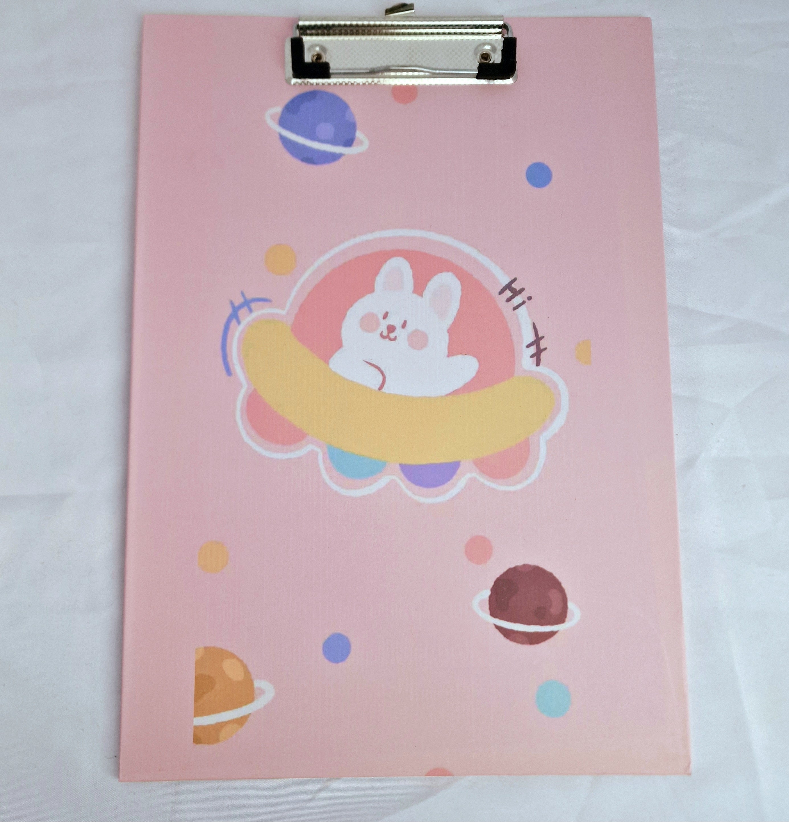 MajorCrafts Pink 'Solar System' Bear Printed Kawaii themed Novelty A4 Clipboard CB07