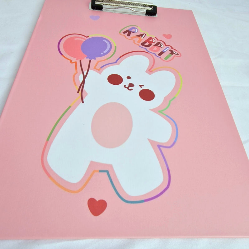 MajorCrafts Pink 'Balloon' Rabbit Printed Kawaii themed Novelty A4 Clipboard CB09