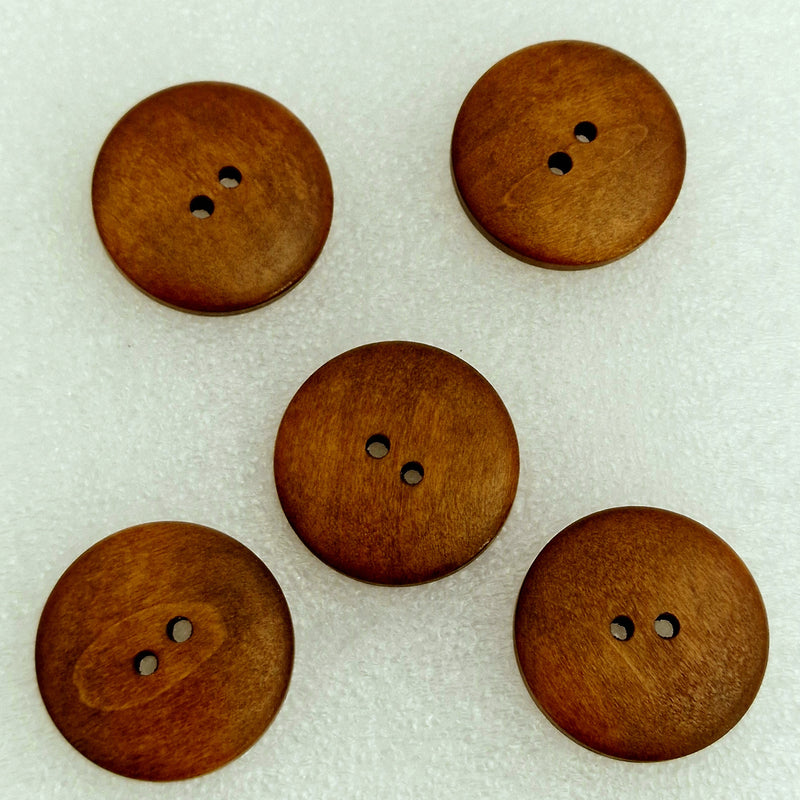 MajorCrafts 16pcs 25mm Coffee Brown 2 Holes Round Wood Sewing Buttons