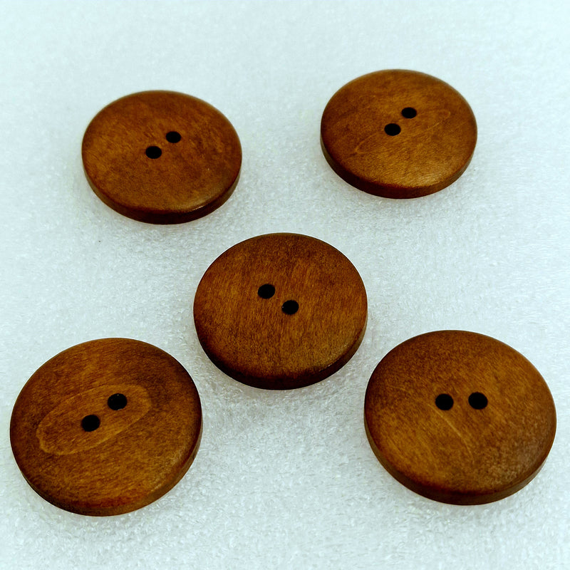 MajorCrafts 16pcs 25mm Coffee Brown 2 Holes Round Wood Sewing Buttons