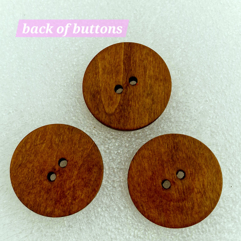 MajorCrafts 16pcs 25mm Coffee Brown 2 Holes Round Wood Sewing Buttons