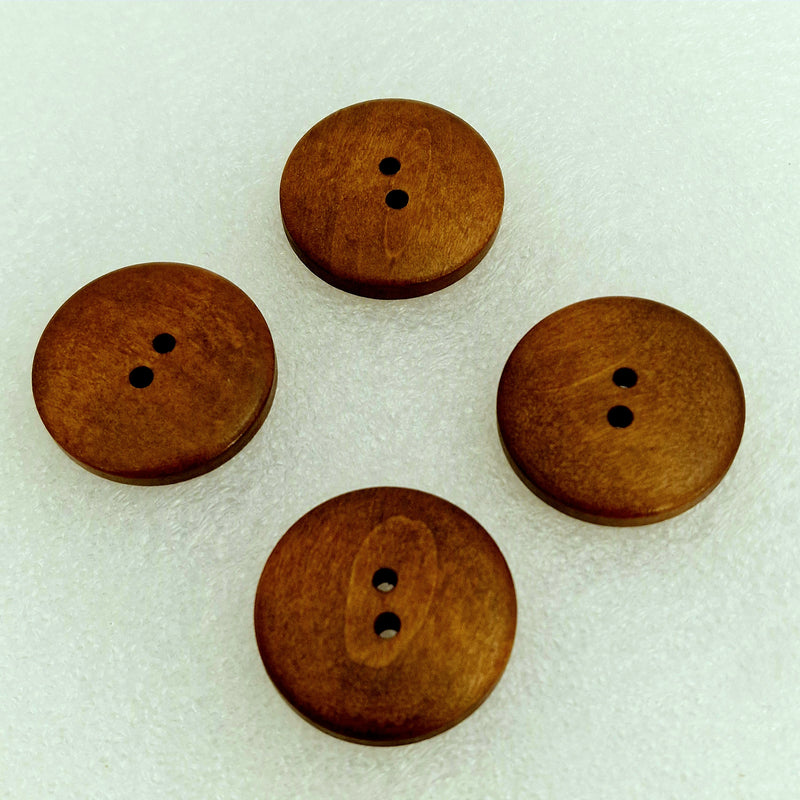 MajorCrafts 16pcs 25mm Coffee Brown 2 Holes Round Wood Sewing Buttons