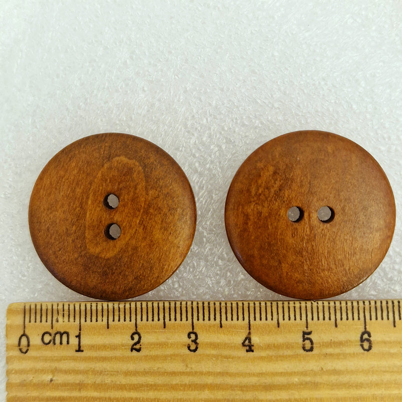 MajorCrafts 12pcs 30mm Coffee Brown 2 Holes Round Wood Sewing Buttons