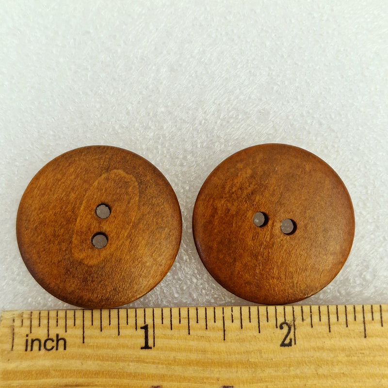 MajorCrafts 12pcs 30mm Coffee Brown 2 Holes Round Wood Sewing Buttons