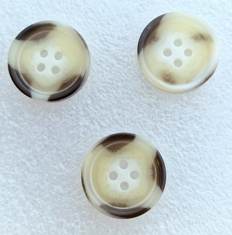MajorCrafts 20pcs 21mm Cream & Grey Aran Style Classic 4 Holes Round Resin Sewing Buttons