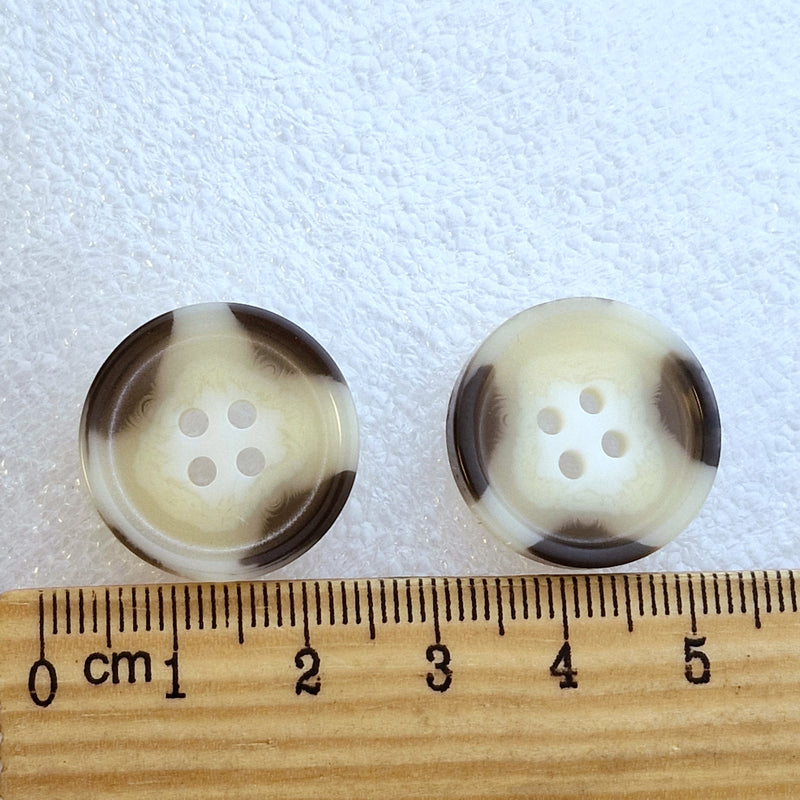 MajorCrafts 20pcs 21mm Cream & Grey Aran Style Classic 4 Holes Round Resin Sewing Buttons