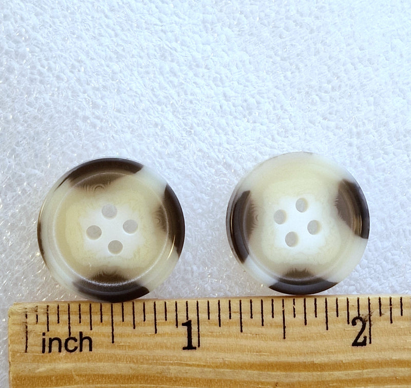 MajorCrafts 20pcs 21mm Cream & Grey Aran Style Classic 4 Holes Round Resin Sewing Buttons