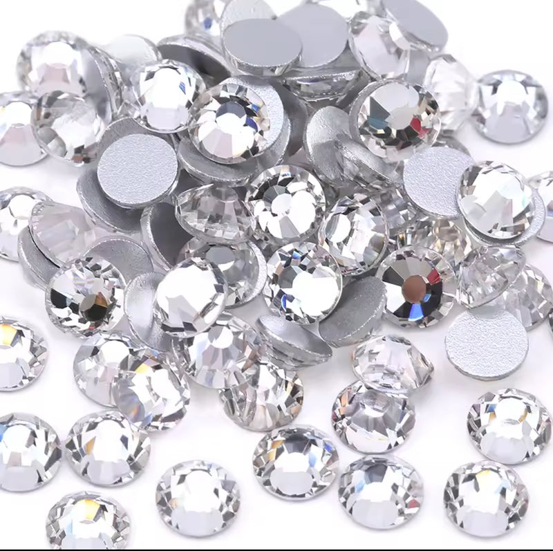 MajorCrafts Crystal Clear Flat Back Round Non-Hotfix Glass Rhinestones