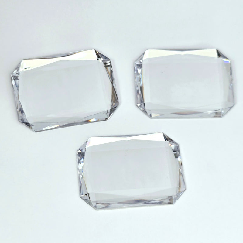MajorCrafts 8pcs 40x30mm Crystal Clear Flat Back Rectangle Emerald Cut Acrylic Rhinestones