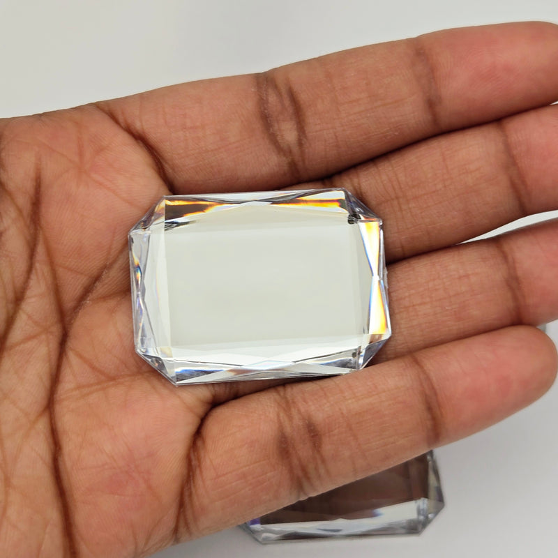 MajorCrafts 8pcs 40x30mm Crystal Clear Flat Back Rectangle Emerald Cut Acrylic Rhinestones