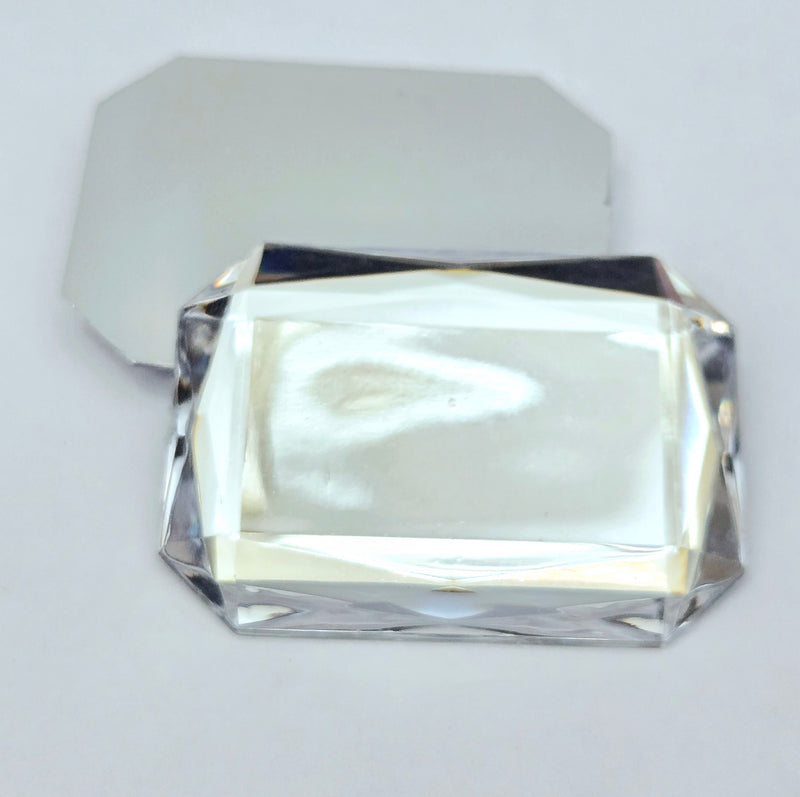 MajorCrafts 8pcs 40x30mm Crystal Clear Flat Back Rectangle Emerald Cut Acrylic Rhinestones