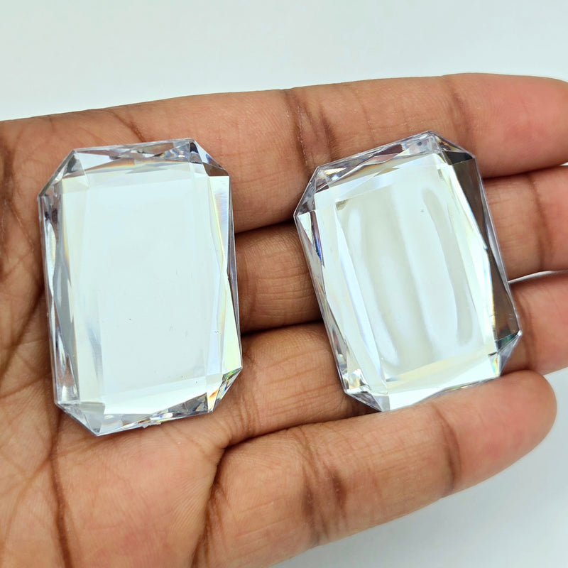 MajorCrafts 8pcs 40x30mm Crystal Clear Flat Back Rectangle Emerald Cut Acrylic Rhinestones
