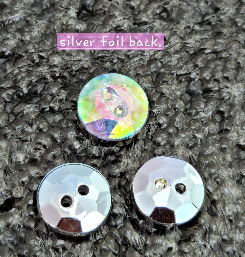 MajorCrafts 80pcs 10mm Crystal AB Faceted 2 Holes Round Small Acrylic Sewing Buttons