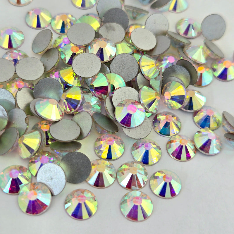 MajorCrafts ss3-ss60 Crystal AB Flat Back Round Non-Hotfix Glass Rhinestones Craft Gems