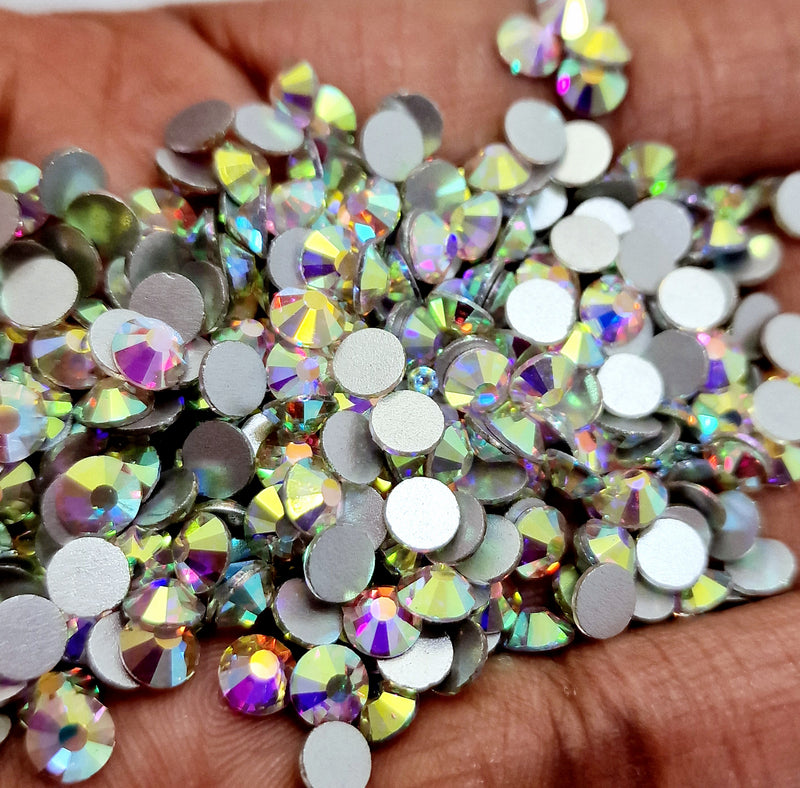 MajorCrafts ss3-ss60 Crystal AB Flat Back Round Non-Hotfix Glass Rhinestones Craft Gems
