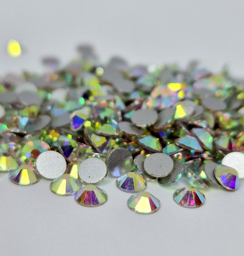 MajorCrafts ss3-ss60 Crystal AB Flat Back Round Non-Hotfix Glass Rhinestones Craft Gems