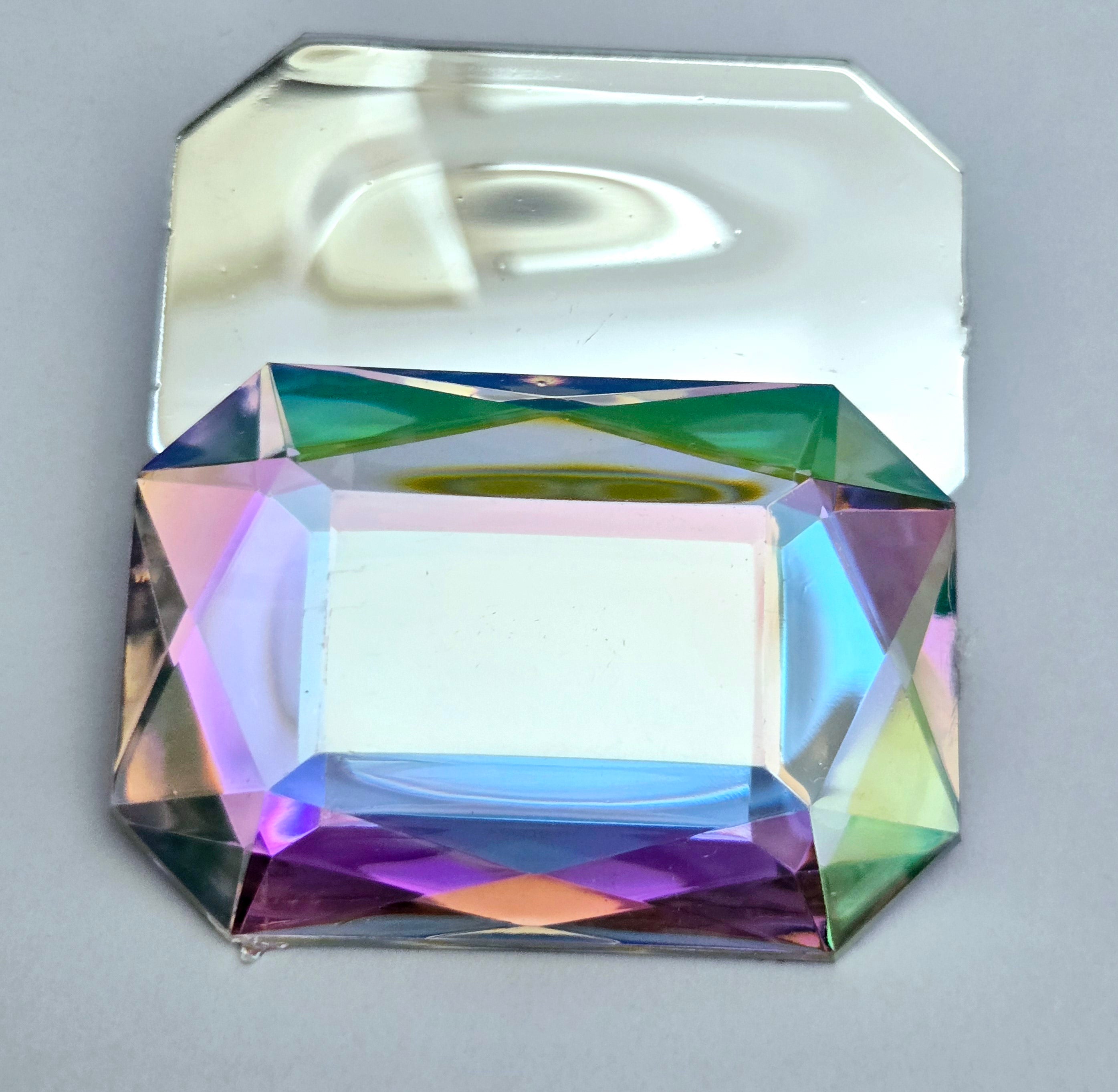 MajorCrafts 8pcs 40x30mm Crystal AB Flat Back Rectangle Emerald Cut Acrylic Rhinestones