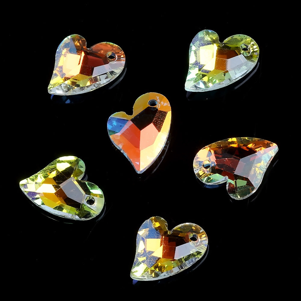 MajorCrafts 8pcs 17mm Crystal Clear AB Swirly Heart Glass Pendant Charm Beads