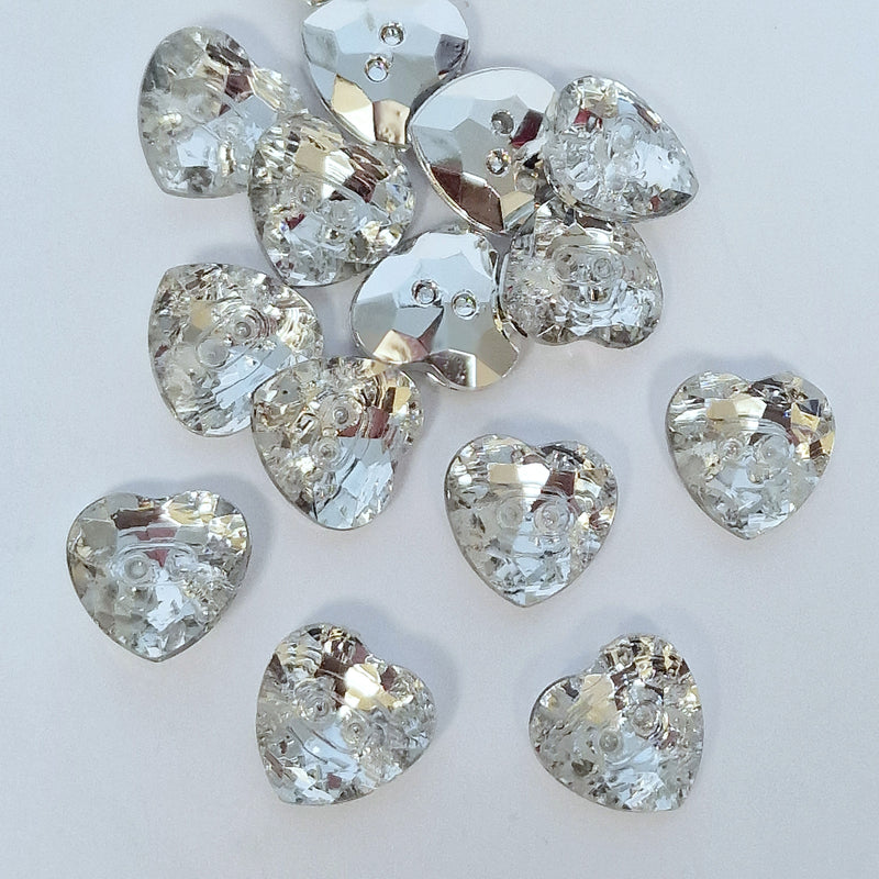 MajorCrafts 20pcs 20mm Crystal Clear 2 Holes Heart Acrylic Sewing Buttons