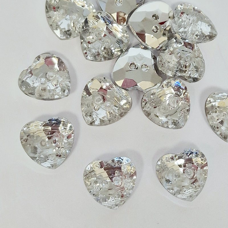 MajorCrafts 20pcs 20mm Crystal Clear 2 Holes Heart Acrylic Sewing Buttons