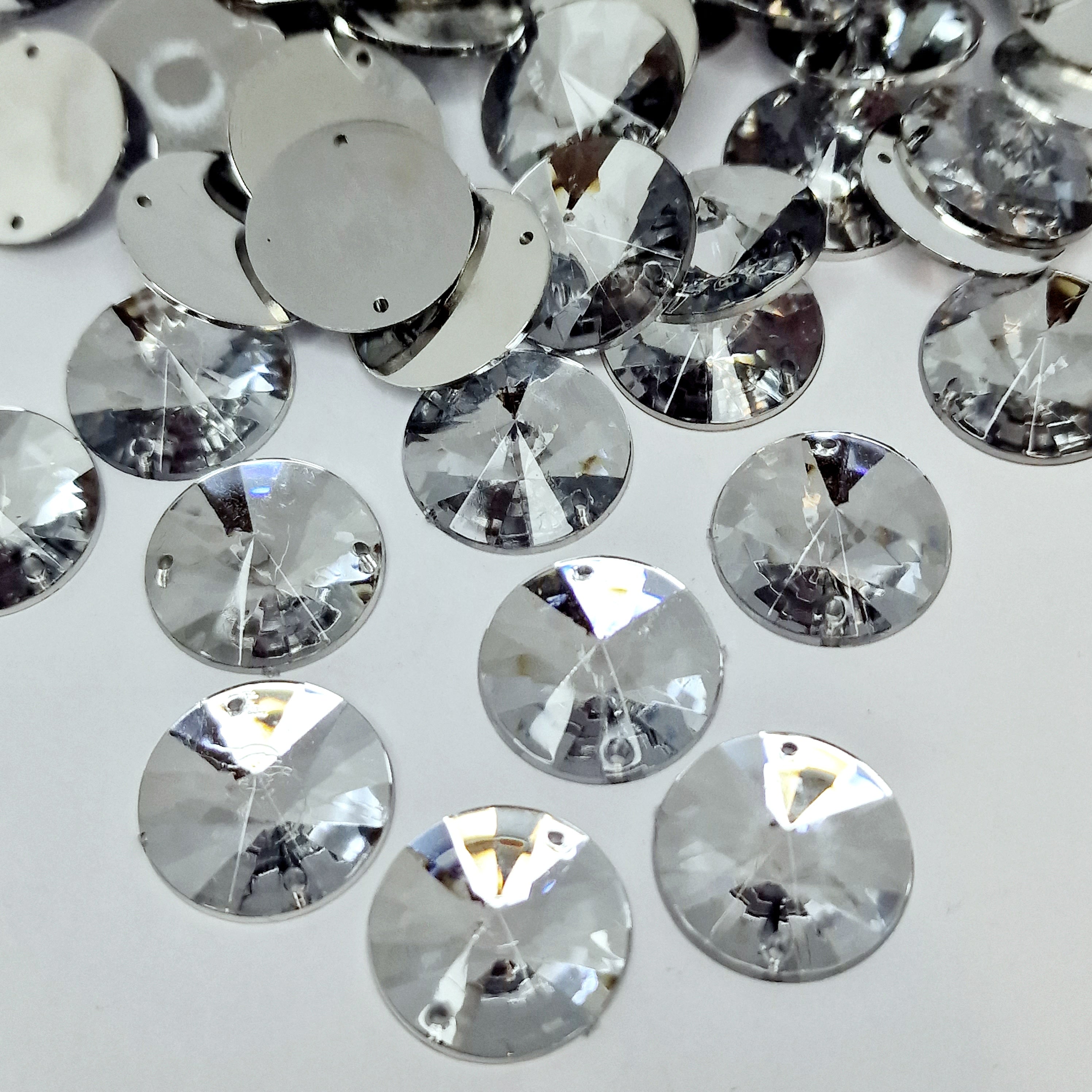 Sew On Rhinestones Half Round Facets 10-20mm Flatback Acrylic Rhinestones  Crystal Stone For Dress Making Sew On Rhinestones